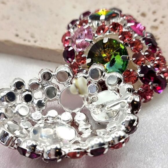 New ZARA clip on exaggerated crystal pastel statement earrings - Picture 8 of 11